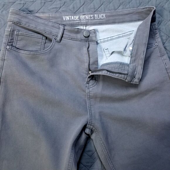 Vintage Genes Black Jeans Mens 36x32 Purple Slim Fit Dark Wash American Denim - Picture 7 of 12